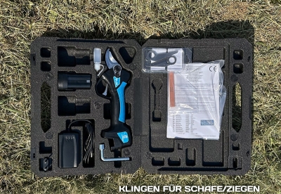 Elektrische Klauenschere mit 2 Akkus